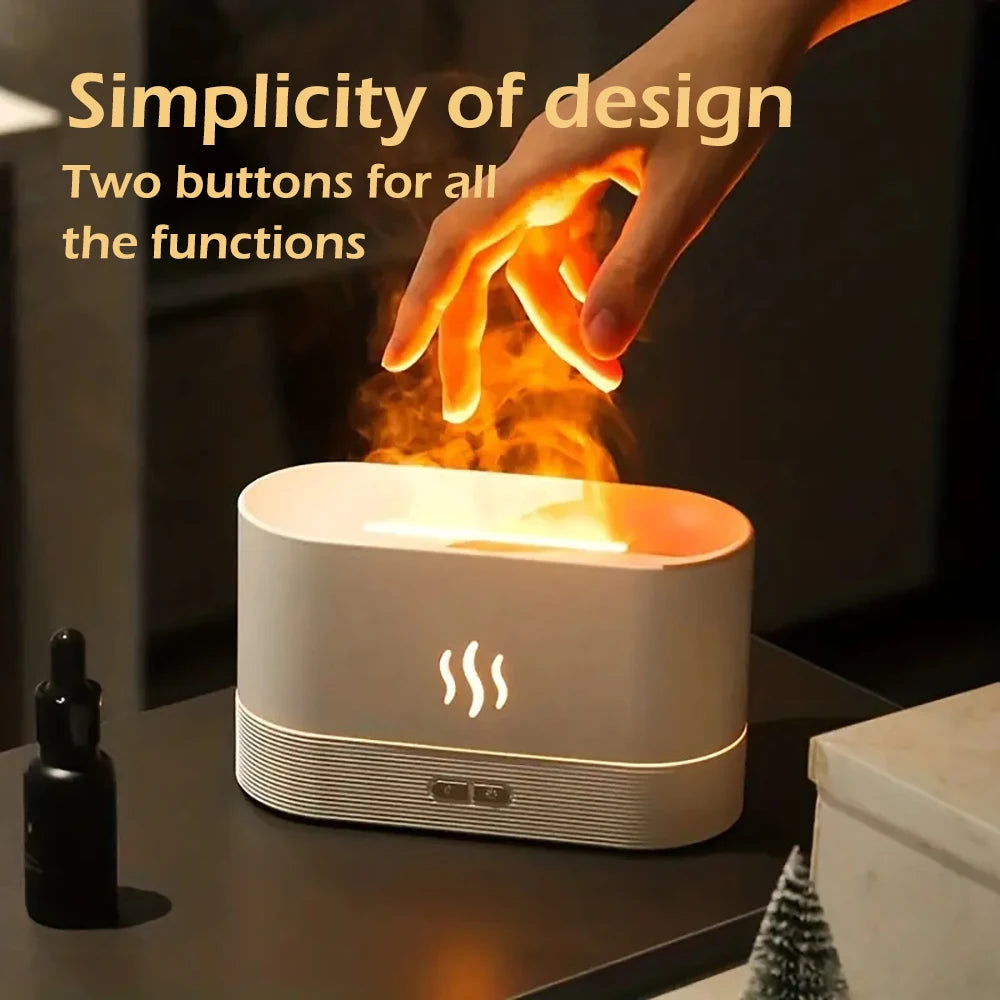 LED Flame Aroma Diffuser & Humidifier - Ultrasonic Cool Mist Maker with Colorful Light for Relaxation & Aromatherapy