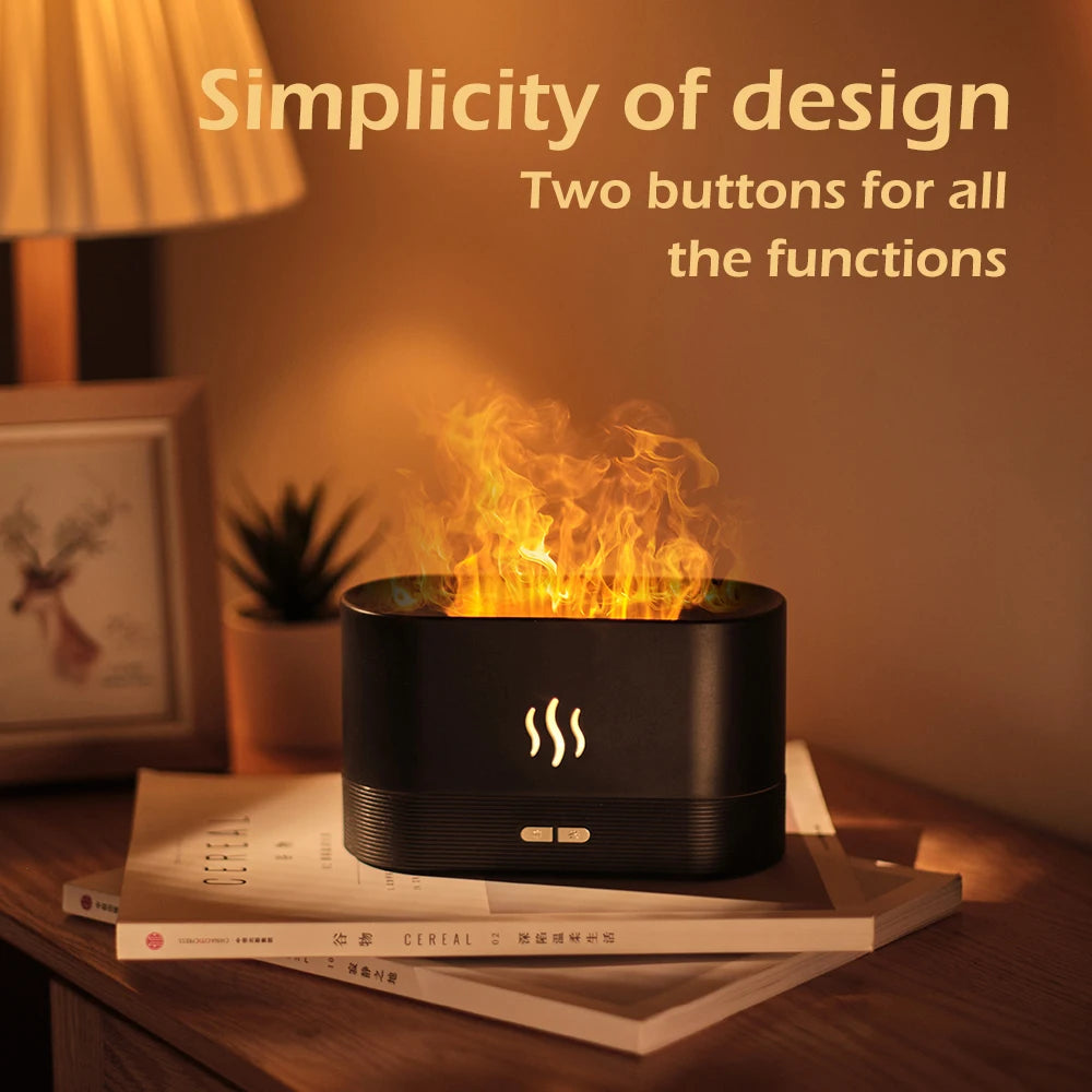 LED Flame Aroma Diffuser & Humidifier - Ultrasonic Cool Mist Maker with Colorful Light for Relaxation & Aromatherapy