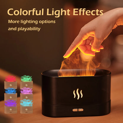 LED Flame Aroma Diffuser & Humidifier - Ultrasonic Cool Mist Maker with Colorful Light for Relaxation & Aromatherapy