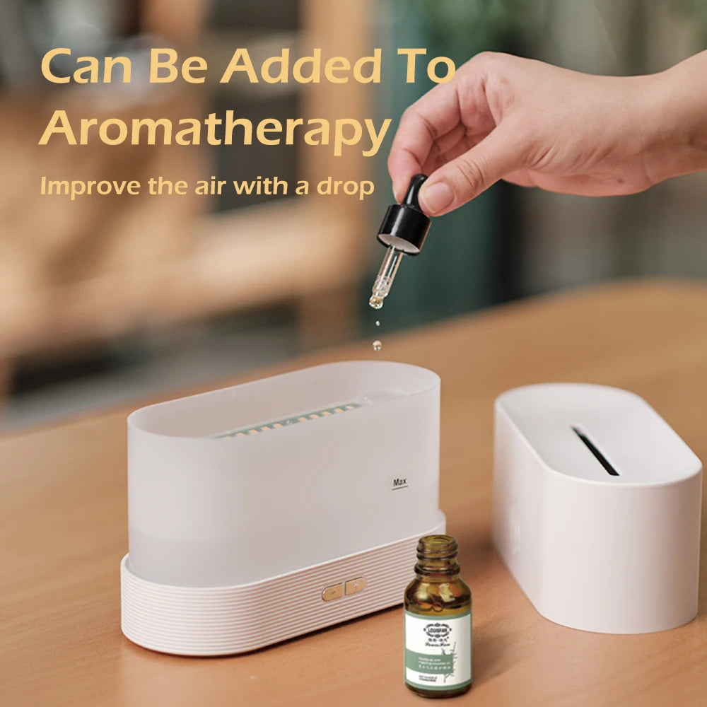 LED Flame Aroma Diffuser & Humidifier - Ultrasonic Cool Mist Maker with Colorful Light for Relaxation & Aromatherapy